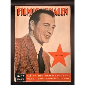 RARE 1937 Gary Cooper Magazine Film Journalen Marco Polo, Pride of the Yankees